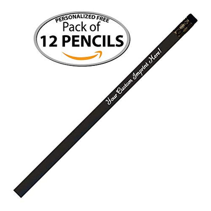 Express Pencils™ Personalized Pencils Round Custom Imprinted with your Name - Text - Logo - Message- 12 pkg - Customizable- Made in USA - Great Gift Idea (Flat/Matte Black) - color: Flat/Matte Black