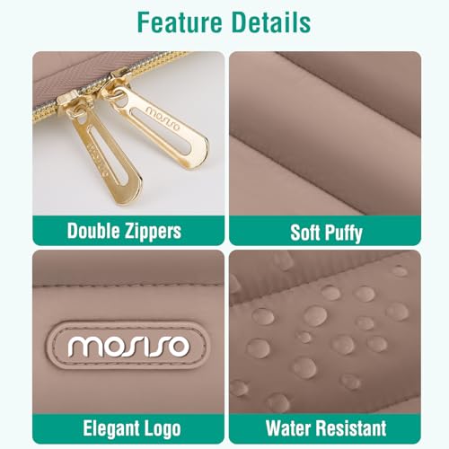 MOSISO Laptop Case 13.3 inch,13-13.3inch Puffy Laptop Sleeve, Brown | Compatible with MacBook Air 13.6 M5 M4 M3 M2 M1/Neo/Pro 13/14,HP Dell ASUS Lenovo,Polyester Horizontal Bag with Small Case - color: Brown, size: 13.3 inch