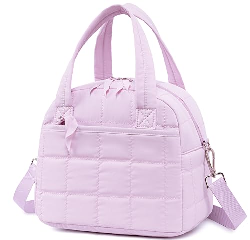 LEDAOU Quilted Insulated Lunch Bag for Women, 9L Puffy Lunch Tote with Adjustable Shoulder Strap, Reusable Water-Resistant Lunch Box for Work, School, Picnic & Travel - color: Purple, size: Regular 9L
