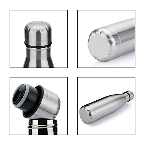 MEWAY 17oz Sport Water Bottle 8 Pack Vacuum Insulated Stainless Steel Leak-Proof Double Wall Cola Shape Water Bottle,Keep Drinks Hot & Cold (Silver,8 Pack) - color: Silver