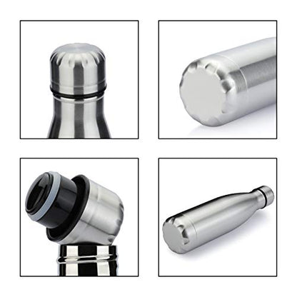 MEWAY 17oz Sport Water Bottle 8 Pack Vacuum Insulated Stainless Steel Leak-Proof Double Wall Cola Shape Water Bottle,Keep Drinks Hot & Cold (Silver,8 Pack) - color: Silver