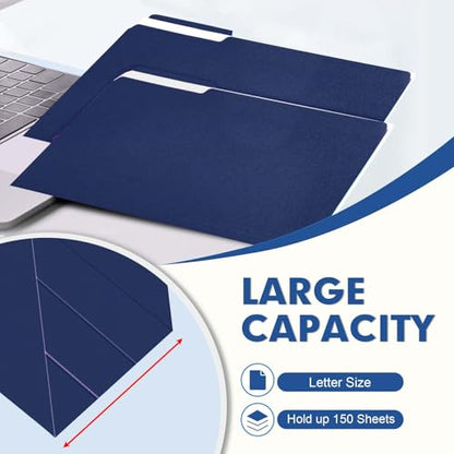 File Folder, PANDRI 120 Pack File Folder, 1/3 Cut Tab, Letter Size, Filing Folder for Office School Business, Dark Blue - color: Dark Blue
