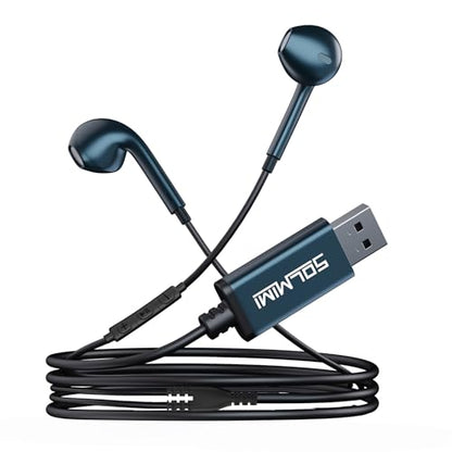 USB Earbuds with Microphone for PC Laptop, 2M/6.5ft USB-A Headset Headphone with Microphone for PC Computer Laptop PS4 PS5 Notebook Desktop Office Home with Volume Control& Mute