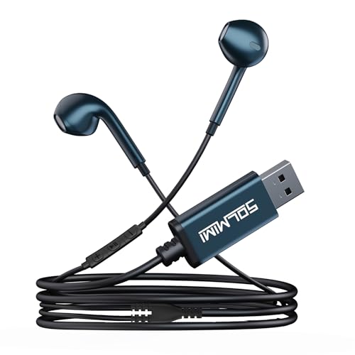 USB Earbuds with Microphone for PC Laptop, 2M/6.5ft USB-A Headset Headphone with Microphone for PC Computer Laptop PS4 PS5 Notebook Desktop Office Home with Volume Control& Mute