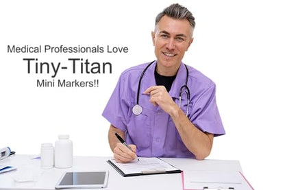 Tiny-Titan Mini Markers, EXTRA Fine Point - Permanent Ink - Metal Tip - Keychain Clip, Golf Ball Marker, Clip On Nurse's Badge - Black Ink - EXTRA Fine Point - 4 Pens
