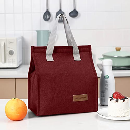 2Pcs Red Lunch Bag Insulated, Lunch Box Bag, Reusable Lunch Tote Bag | small lunch tote,tasty food lunch bag,small cooler bag,Lunch Box Container Bag Insulated for Women, Men, Work, Office, Travel - color: Red