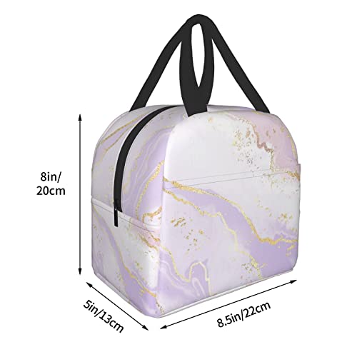 Lunch Bag Pastel Pink Purple Gold Marble Insulated Lunch Box Cooler Tote for Adults Kid Girl Women Work Office School Picnic Beach Reusable Lunchbox Over 3 Years Old - color: B03