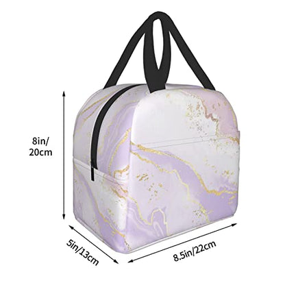 Lunch Bag Pastel Pink Purple Gold Marble Insulated Lunch Box Cooler Tote for Adults Kid Girl Women Work Office School Picnic Beach Reusable Lunchbox Over 3 Years Old - color: B03
