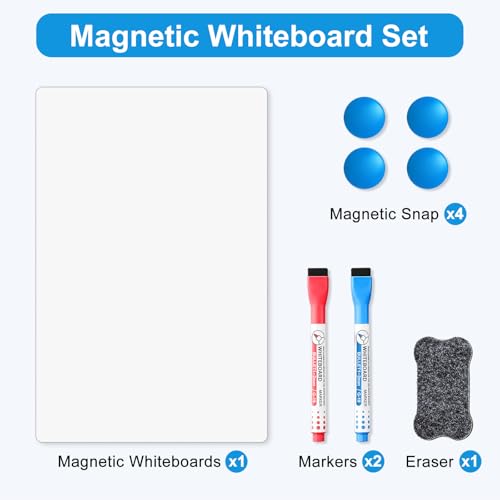 Magnetic Whiteboard for Fridge, 17" x 11" Dry Erase Board Set with Markers & Eraser, Strong Magnet & Stain-Resistant Surface, Fridge Calendar for Notes, Grocery List, Meal Planning & Family Schedule - size: 17"W x 17"H, style: 1 Pack