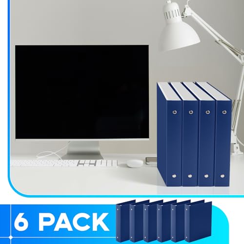 Henoyso 12 Pcs 1.5 Inch Mini 3 Ring Binders Fits 5.5" x 8.5" Paper, Holds(Capacity 350 Sheets), Plastic Flexible Three Round Rings Small Navy Blue A5 Binders Bulk for School, Office Use, Photo Album - color: Navy Blue, size: 1.5 Inch