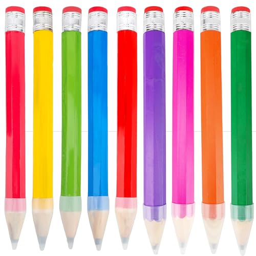 9 Pack 13 Inch Wooden Jumbo Pencils Funny Novelty Giant Wood Pencils Large Toy Wood Pencil for Kids School Students Office Home Party Favors, 9 Colors