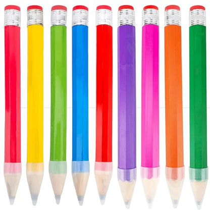 9 Pack 13 Inch Wooden Jumbo Pencils Funny Novelty Giant Wood Pencils Large Toy Wood Pencil for Kids School Students Office Home Party Favors, 9 Colors