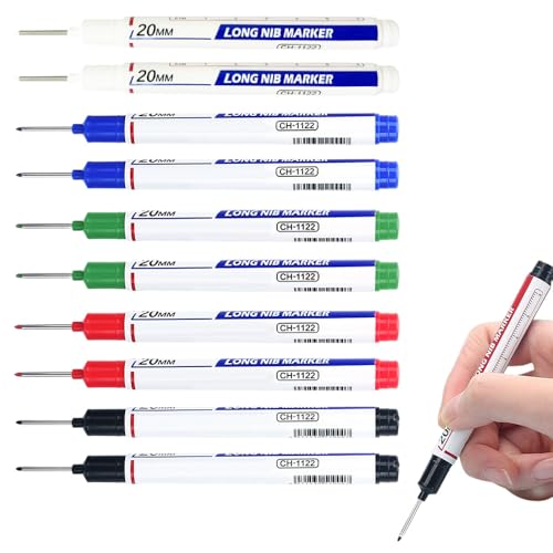 5PCS Long Head Deep Hole Marker Pens, 20mm Deep Reach Markers, Waterproof Construction Markers Marking Tool, Long Nose Marker, Permanent Markers Carpenter Ink Marker Pens, Metal Marking Pen (A-10PC) - color: A-10PC