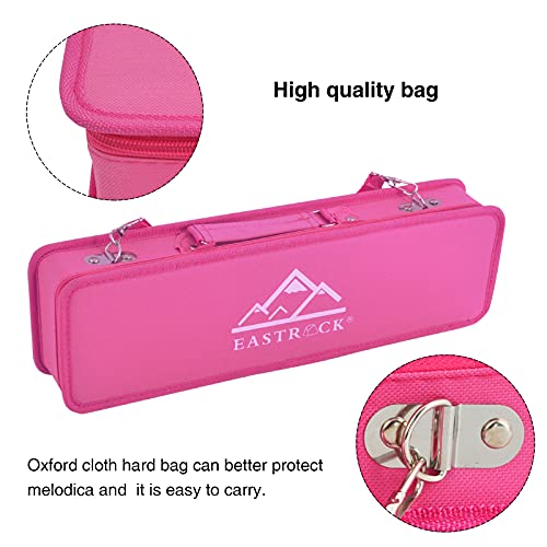 EastRock 32 Key Melodica Instrument Keyboard Soprano Piano Style with Mouthpiece Tube Sets and Carrying Bag for Beginners Adults Gift Pink - color: Pink, size: 32key