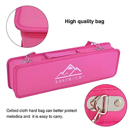EastRock 32 Key Melodica Instrument Keyboard Soprano Piano Style with Mouthpiece Tube Sets and Carrying Bag for Beginners Adults Gift Pink - color: Pink, size: 32key