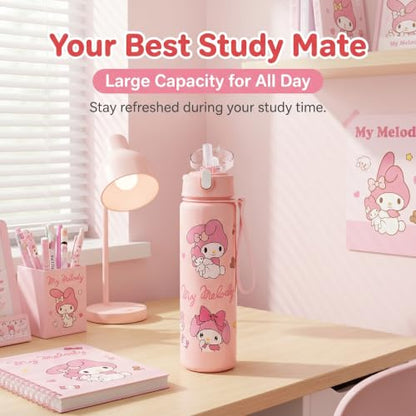Cartoon Huntrix Water Bottle for Girls, 25oz Leak Proof with Straw Lid, Gifts for Girls (Melody) - color: Melody