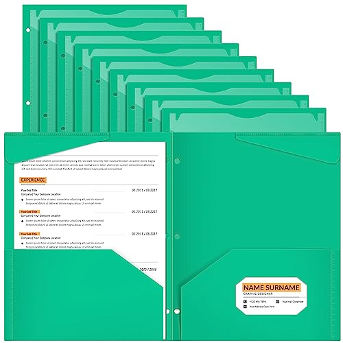 Henoyso 36 Pcs Green Plastic Folders with 2 Pockets and Clear Front Pocket 3 Holes Bulk Heavy Duty Letter Size Folders for Back to School, Office & Home, Classroom Organization - color: Green