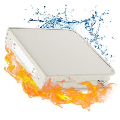 Fireproof 3 Ring Binder with Zipper, 1.5 Inch D Rings Hold up 375 Sheets of 8.5" x 11" (A4), Compatible with Clear Page Protectors, Built-in net and Pen Holder (1 Pcs, White, 1.5") - color: White, size: 1.5", style: 1 Pcs