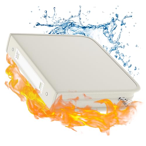 Fireproof 3 Ring Binder with Zipper, 1.5 Inch D Rings Hold up 375 Sheets of 8.5" x 11" (A4), Compatible with Clear Page Protectors, Built-in net and Pen Holder (1 Pcs, White, 1.5") - color: White, size: 1.5", style: 1 Pcs