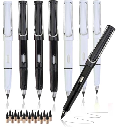 XIUSHE 8PCS Infinity Forever Pencils for Writing-0.7mm Infinite Everlasting Metal Inkless Pencils Set,Technology Magic Writing Pencil For School Office Professional Use (Style,8) - style: Style,8