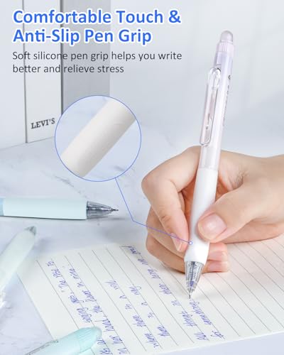 Solati Erasable Pens, 6 Pack Fine Point 0.5mm Blue Erasable Gel Pens with 360°Rotating Erasers, Make Mistakes Disappear, Comfort Grip for Drawing, Writing, Planning, and Crossword Puzzles (Blue Ink) - color: Blue Ink