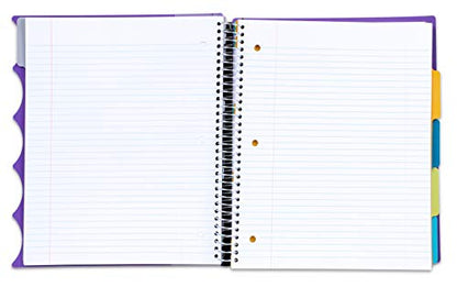 Mintra Office Durable PREMIUM Spiral Notebook, ((Purple, 5 Subject, 8.5in x 11in)), Fabric Covered Coils, No Snags, Removable Adjustable Pocket Dividers, Ruler, Organization, Customizable - color: Purple, size: 5 Subject (8.5in x 11in)