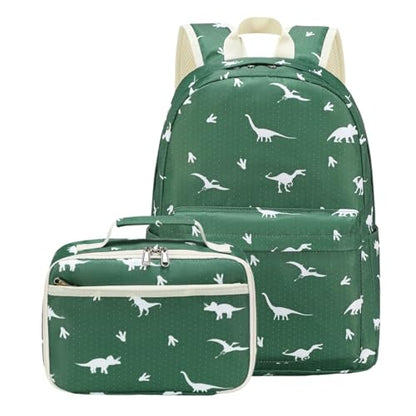 CAMTOP Backpack for Kids, Boys Girls Preschool Backpacks with Lunch Box Toddler Kindergarten School Bookbag Set (Green Dinosaur 7) - color: Green Dinosaur 7