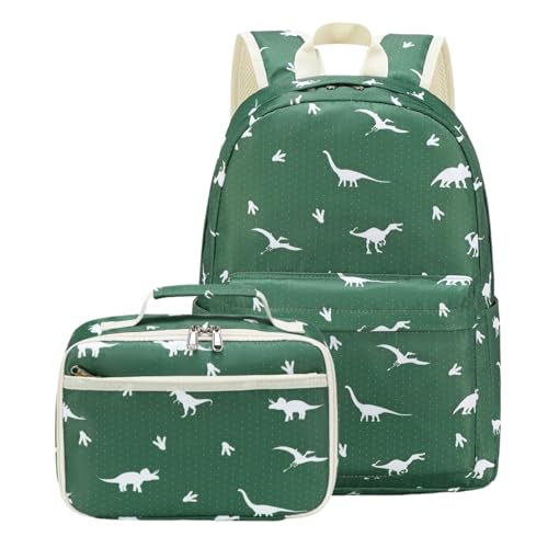 CAMTOP Backpack for Kids, Boys Girls Preschool Backpacks with Lunch Box Toddler Kindergarten School Bookbag Set (Green Dinosaur 7) - color: Green Dinosaur 7