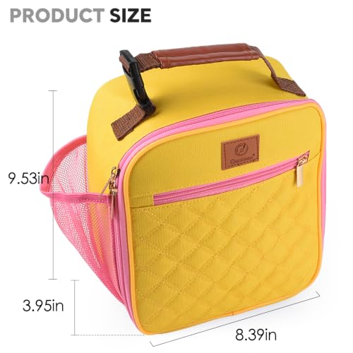 Genteen Kids Lunch Box Insulated Soft Mini Cooler with Bottle Holder, Lightweight Reusable Easy-Clean Lunch bag for Girls, Boys Back to School-Yellow - color: Yellow