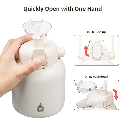 BJPKPK Insulated Water Bottles with Straw, 20 oz Cute Water Bottles with Handle, BPA Free Stainless Steel Metal Jug, Easy Carry Flasks for Men & Women, White - color: 20 ozWhite, size: 20 Ounces