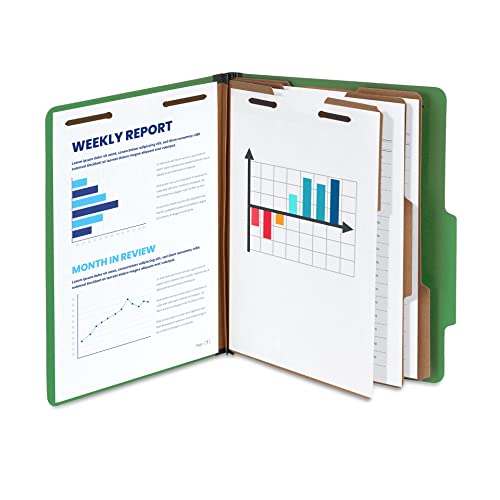 Blue Summit Supplies Green Classification Folders, 3 Dividers, Letter Size with 2 Inch Expansions, Use for Organizing Medical Records & Client Files, 10 Pack