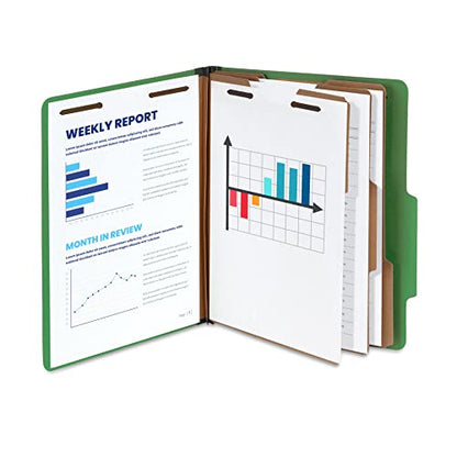 Blue Summit Supplies Green Classification Folders, 3 Dividers, Letter Size with 2 Inch Expansions, Use for Organizing Medical Records & Client Files, 10 Pack
