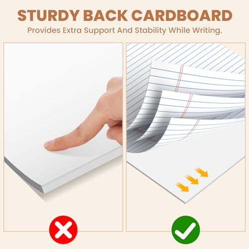 12Packs Legal Pads 8.5 x 11 Inch, 50Sheets/Pack, College Ruled & Perforated White Writing Pads, Pads of Paper 8.5 x 11, Lined Note Pads with Sturdy Backing for Office, Business & School Supplies - color: White, style: 12 Pads-50 Sheets/Pads