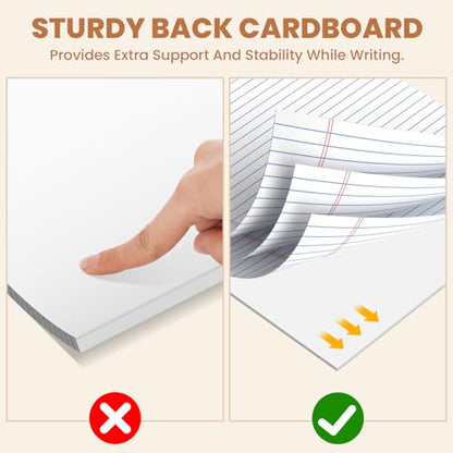 2Packs Legal Pads 8.5 x 11 Inch, 50Sheets/Pack, College Ruled & Perforated White Writing Pads, Pads of Paper 8.5 x 11, Lined Note Pads with Sturdy Backing for Office, Business & School Supplies - color: White, style: 2 Pads-50 Sheets/Pads