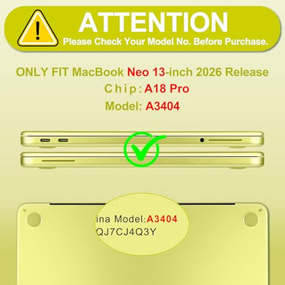 Batianda CrystalAir Case for MacBook Neo 13 Inch 2026, Crystal Citrus | 4-in-1 Bundle Ultra Clear Slim Hard Shell, Lightweight Everyday Protection for MacBook Neo 13 Inch 2026 Model A3404 - color: Crystal Citrus