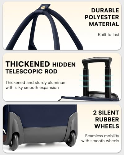 Rolling Backpack for Women, Travel Rolling Laptop Backpack with Wheels, Vertical & Horizontal Storage 2 In 1, Flip-Top Design, Water-Resistant Overnight College Underseat Carry on Luggage, Navy Blue - color: Navy Blue