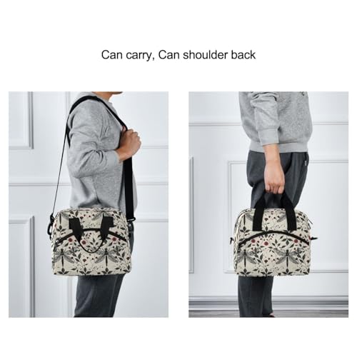 ALAZA Dragonfly Red Flowers Insulated Lunch Bag Women Men Portable Reusable Cooler Lunch Tote Bag for Work Office Picnic College - color: Multi 11