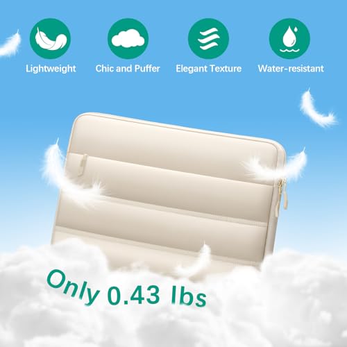 TECOOL Waterproof Puffy Laptop Case 15.6 Inch,Laptop Sleeve 15.6 Inch Compatible with 15.6" Lenovo Thinkpad Ideapad HP Dell ASUS Acer etc 15" Notebook Protective with Horizontal Pocket&Small Bag-Sand - color: Sand, size: 15-15.6 Inch