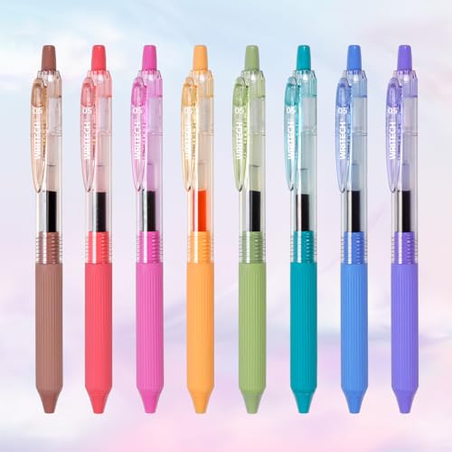 WRITECH Gel Pens Fine Point: 0.5mm Multicolor Ink Retractable 8ct Smooth Writing No Smear for Journaling Drawing Note Taking Silent Click Assorted Colored Pen Set 8ct Juice color - color: Multicolor