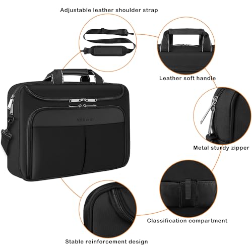 17-17.3 inch Laptop Briefcase with Reinforced Shoulder Strap | Waterproof Messenger Bag for Men Padded Handle, Business Travel Laptop Bag, Compatible with HP ZBook ThinkPad DELL Inspiron - size: 17"-17.3"