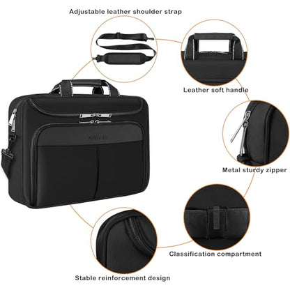 17-17.3 inch Laptop Briefcase with Reinforced Shoulder Strap | Waterproof Messenger Bag for Men Padded Handle, Business Travel Laptop Bag, Compatible with HP ZBook ThinkPad DELL Inspiron - size: 17"-17.3"