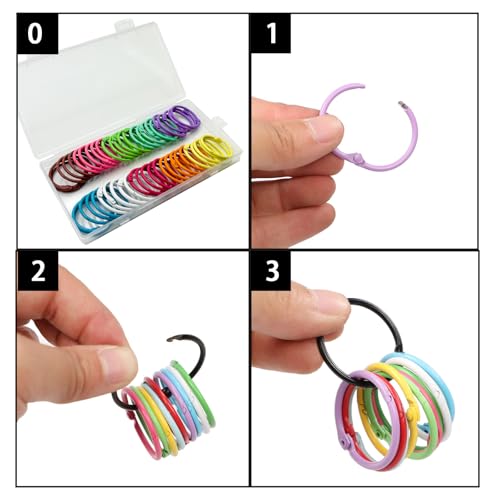 50pcs 1 inch Metallic Binder Rings for Index Cards Flashcards, 10 Colors Small Colorful Metal Steel Book Notebook Paper Rings Keychain Key Rings for School Office Home (50, 1 inch)