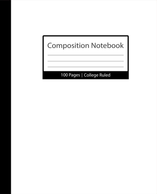 White Composition Notebooks: College Ruled Paper For School, College, Office, Work, Students, 100 page (7.5 x 9.25 inch)