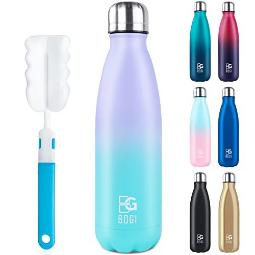 BOGI Insulated Water Bottle, 25oz Stainless Steel Water Bottles, Leak Proof Sports Metal Water Bottles Keep Cold for 24 Hours and Hot for 12 Hours BPA Free kids water bottle for School (Purple Mint) - color: Purple Mint, size: 25.4 Ounces