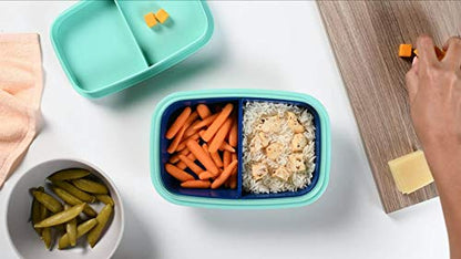 Ultimate Bento Box - Lunch Box for Kids & Adults with Removable Ice Pack - Leakproof, Multi-Compartment Food Container with Removable Containers - Microwave & Dishwasher Safe (Blue/Green) - color: Blue/Green
