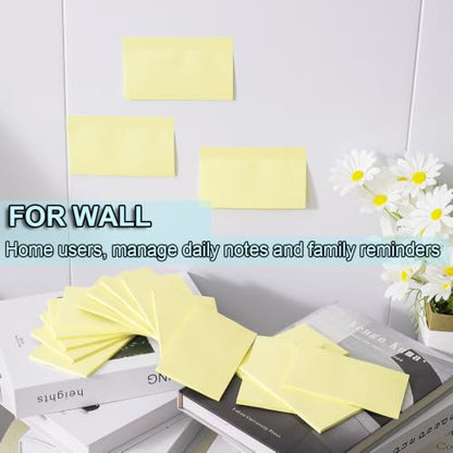 (15 Pads) Sticky Notes 3x5 in,Light Yellow Notepads,Stickies,Memo Note Pad | Super Sticking Power,Strong Adhesive,Post on Windows Doors,Office School,Recyclable,Easy to Write on,Hold Well - color: Yellow