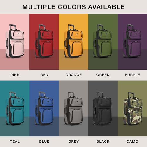 U.S. Traveler Rio Lightweight Softside Rolling Carry-on Suitcase, 2-Wheel Set, Purple - color: Purple, size: 21"/14"