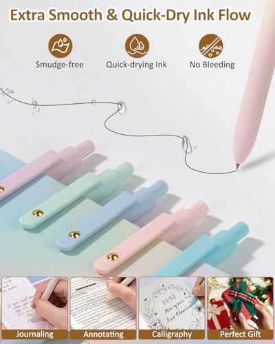 FIOVER Gel Pens, 12 Pcs 0.7mm Comfort Grip Quick Dry Black Ink Pens Fine Point Smooth Writing Pens, Cute Office Supplies Gifts for Women (12PCS Gradient Black Ink) - color: 12PCS Gradient Black Ink