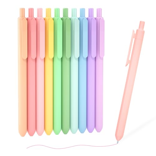 Shuttle Art Colored Retractable Gel Pens, 10 Pastel Ink Colors, Cute Pens 0.7mm Fine Point Quick Drying for Black Paper Writing Drawing Journaling Note Taking School Office Home - color: 10 Pastel Ink