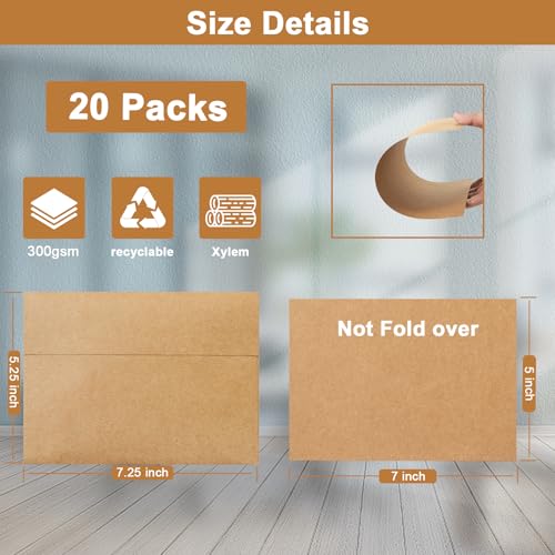 Silunkia Brown Blank Greeting Cards and Envelopes 5 x 7 Heavyweight Flat Cardstock and A7 Envelopes Printable Self Seal 20 Packs for DIY Wedding Invitations, Thank You Cards - color: Brown, size: 5x7-20pcs